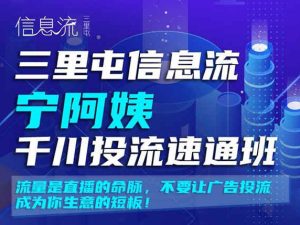 三里屯信息流宁阿姨千川投流速通班-抖音短视频培训价值1999元