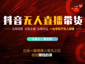 蟹老板-抖音无人带货落地课- 一个人就能做直播带货