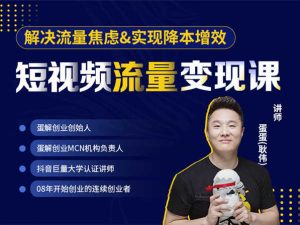 抖音蛋解创业-短视频流量变现课-百度网盘打包下载价值4480元