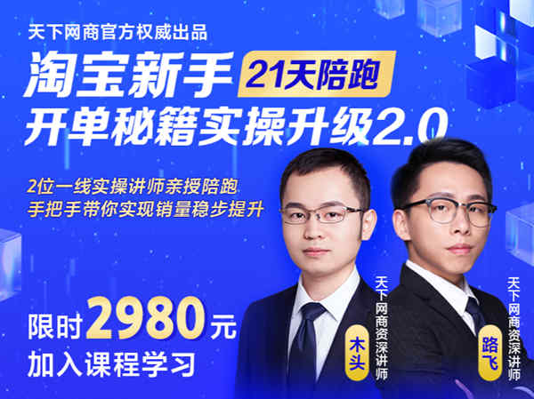21天陪跑-淘宝新手开单秘籍2.0-天下网商电商培训2022同步更新